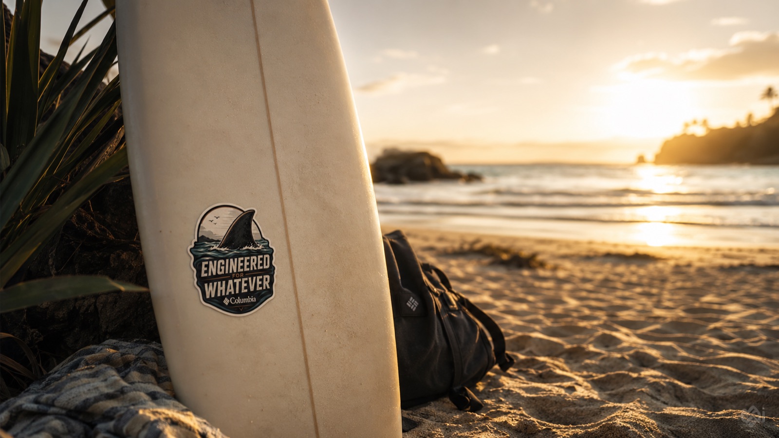 Sticker Engineered for Whatever sobre tabla de surf