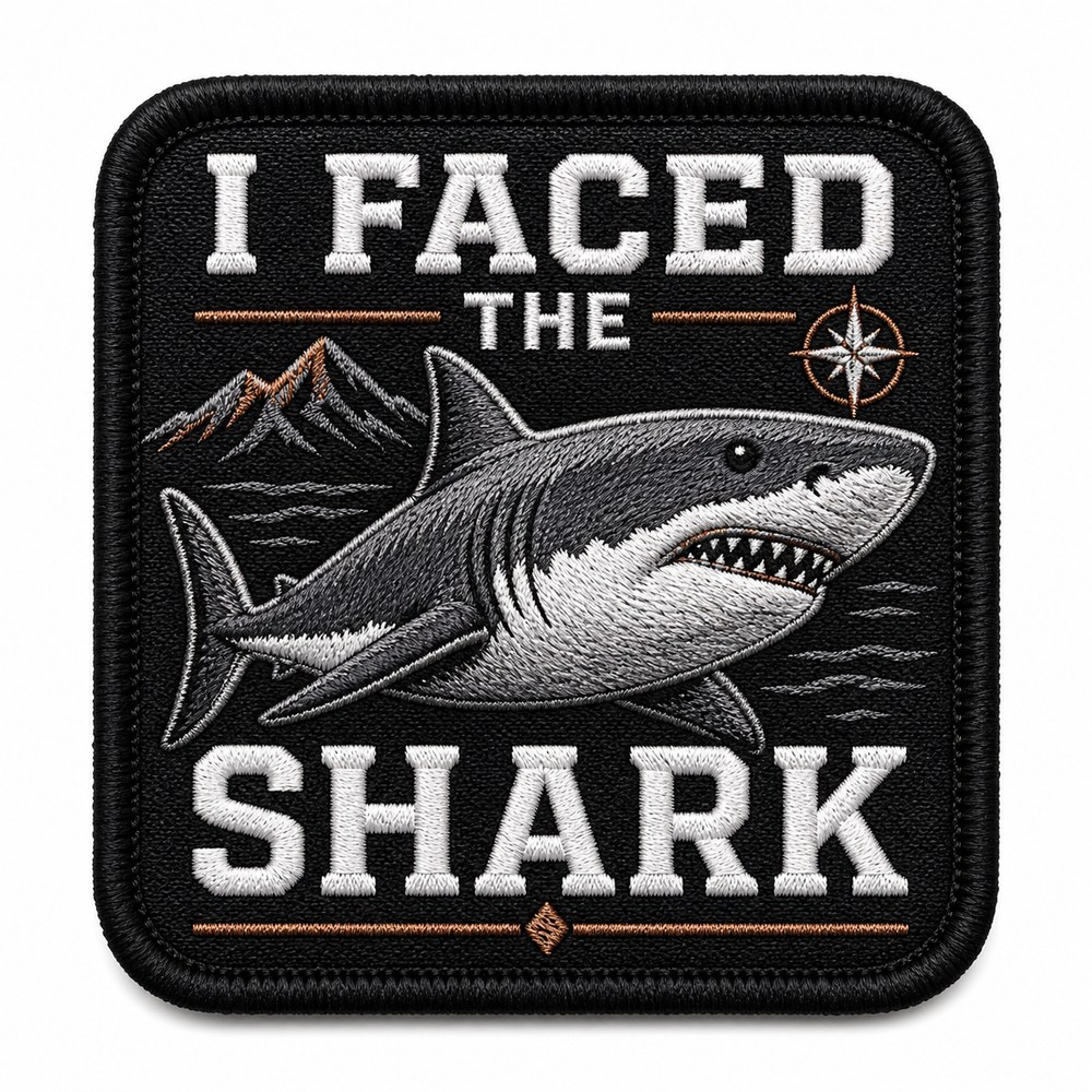 Parche bordado Columbia · I Faced the Shark