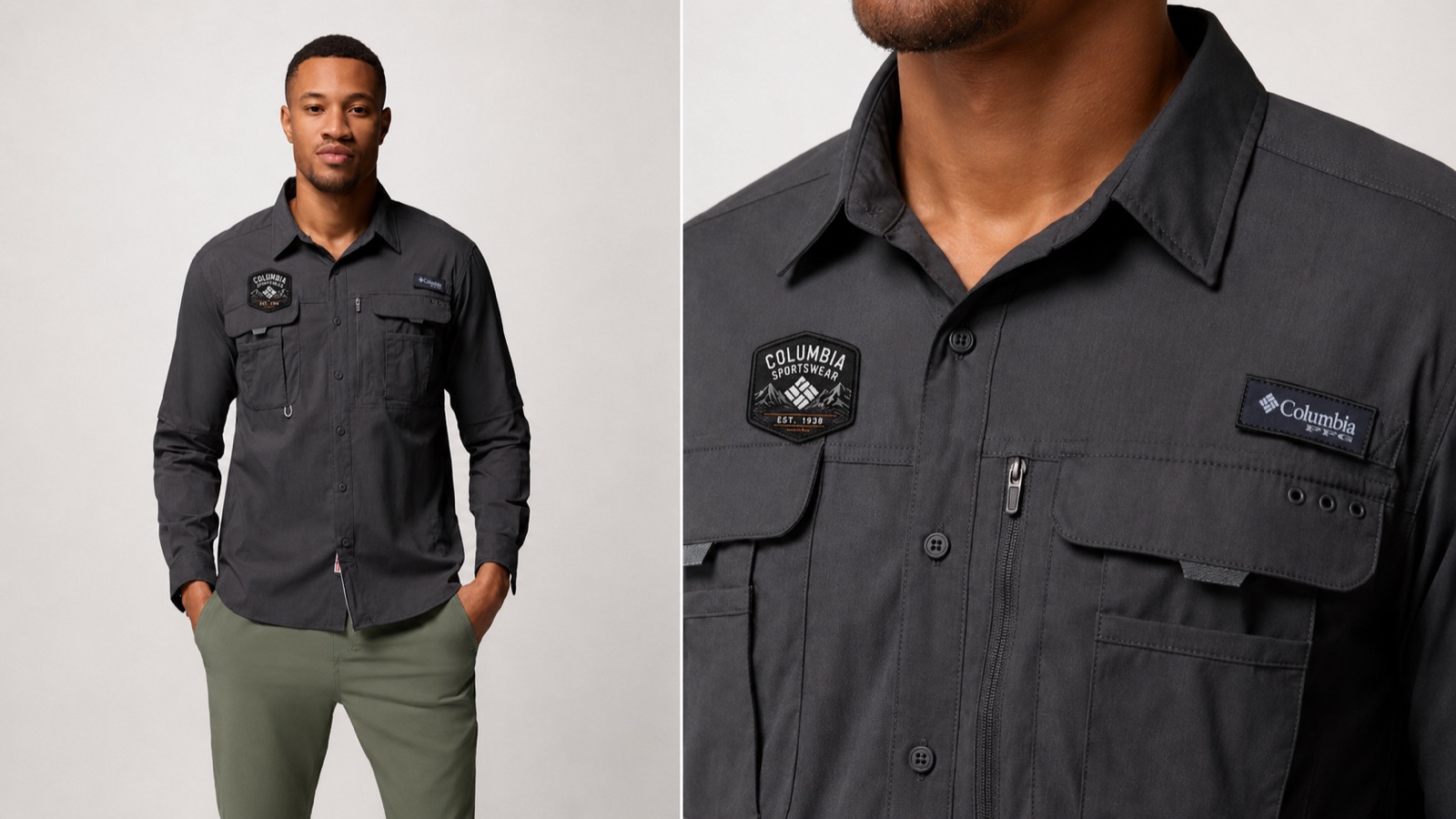 Camisa Columbia con parche escudo bordado